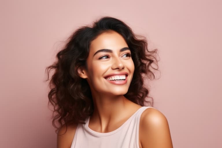 teeth model woman laughing. ai generated image by rawpixel.